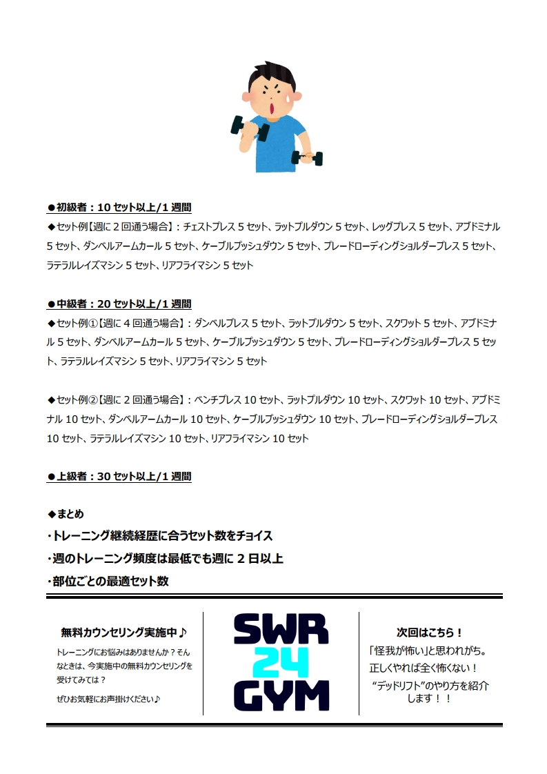 令和5年1月第1回目　SWR24GYMトレーニングお役立ち情報[2]